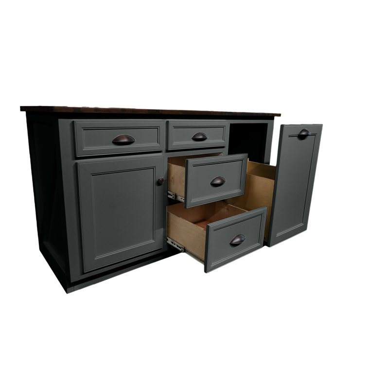 Gracie Oaks Zantos Solid Wood Kitchen Island & Reviews | Wayfair